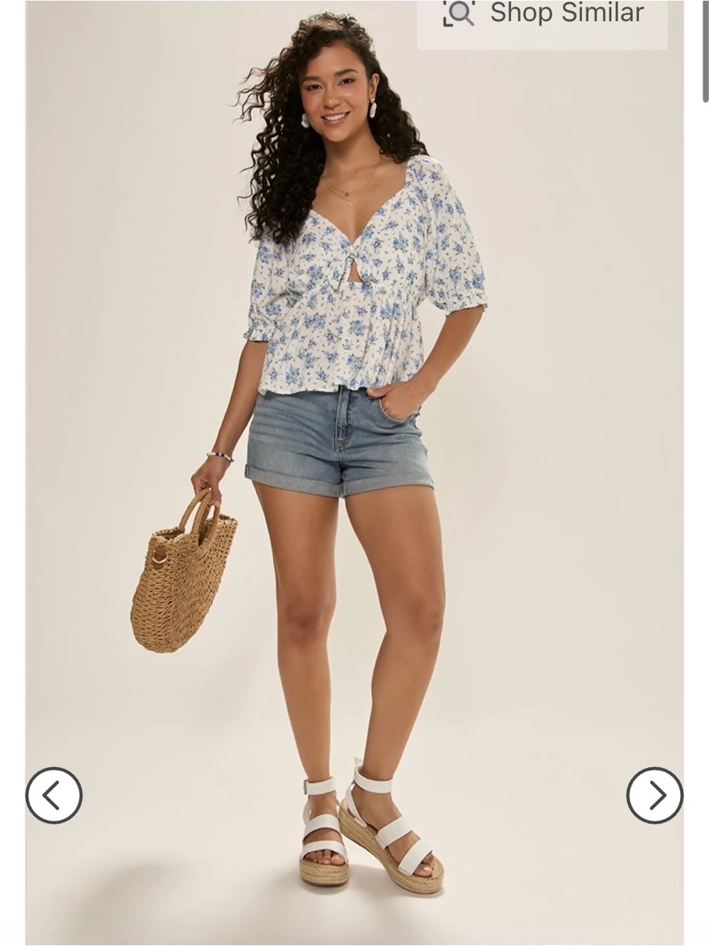 NWOT Elisa Floral Front Tie Blouse